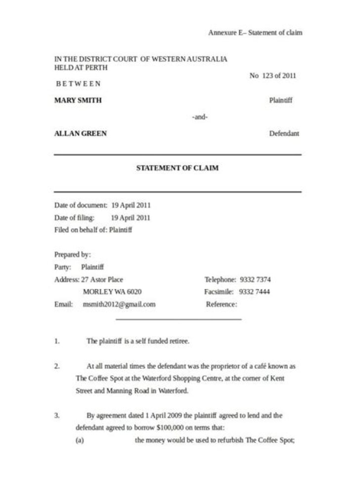 Is a statement of claim a public document?