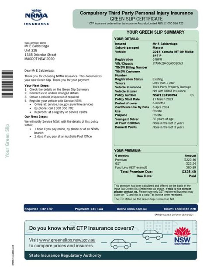 Is comprehensive insurance a green slip?