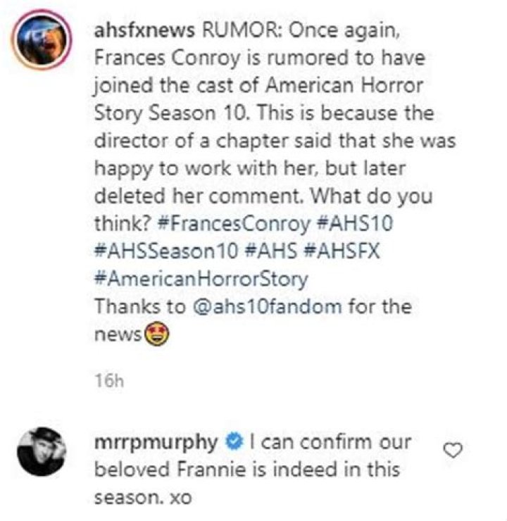 Is Frances Conroy in AHS Season 10?