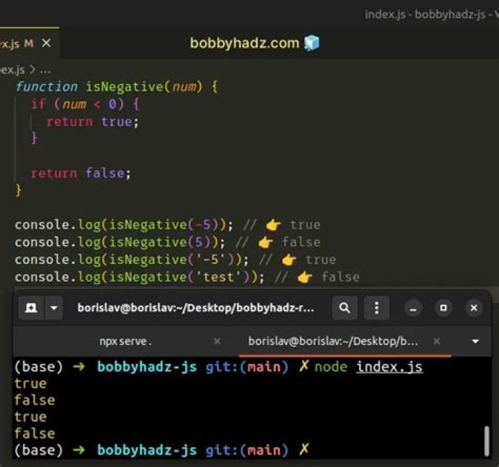 Is negative number JavaScript?