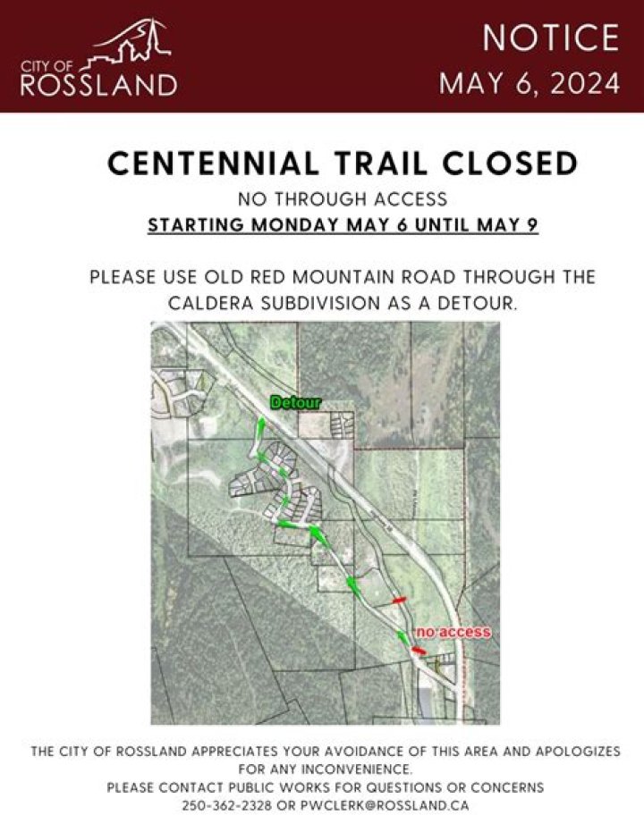 Is the Centennial Trail closed?