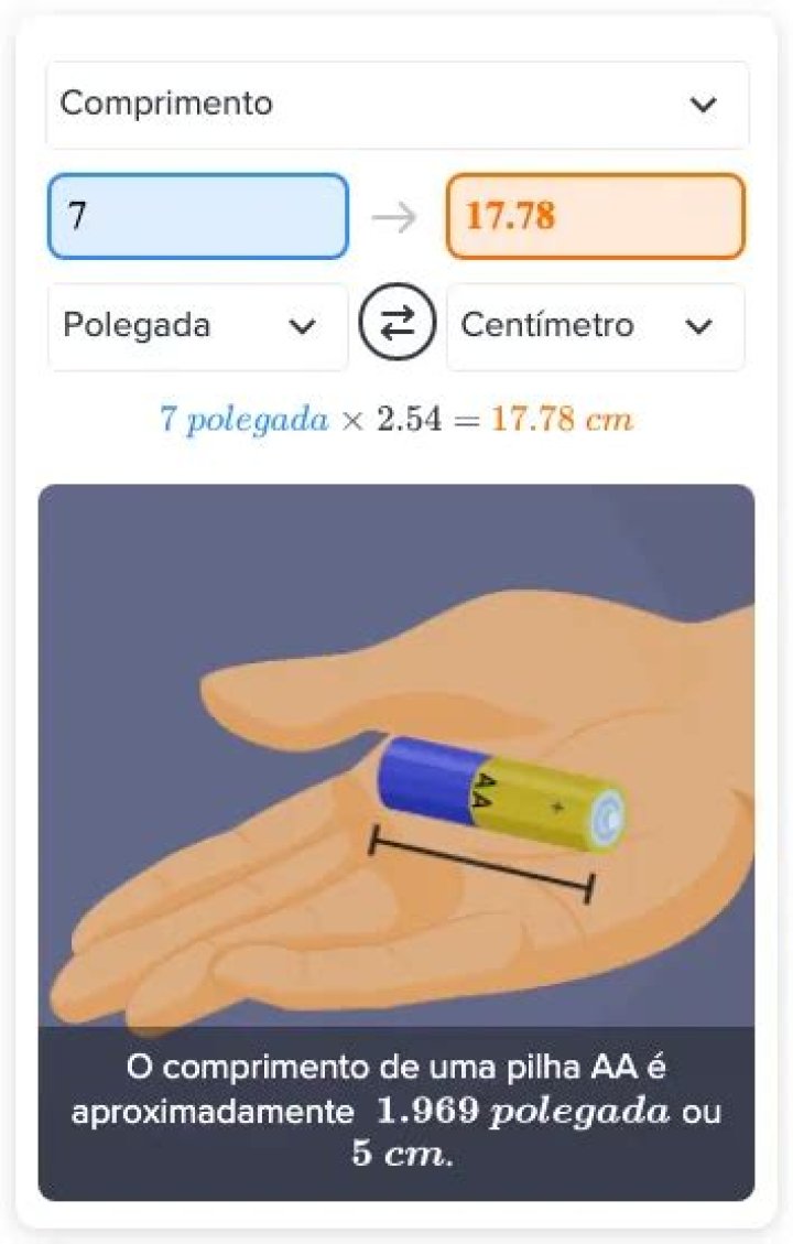 Qual a medida de 7 polegadas?