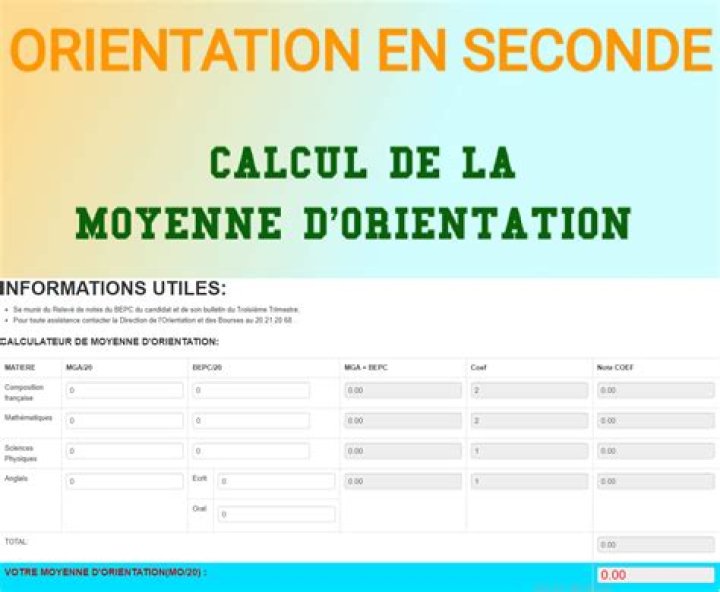 Quelle est la moyenne d'orientation en seconde 2020 2021 ?