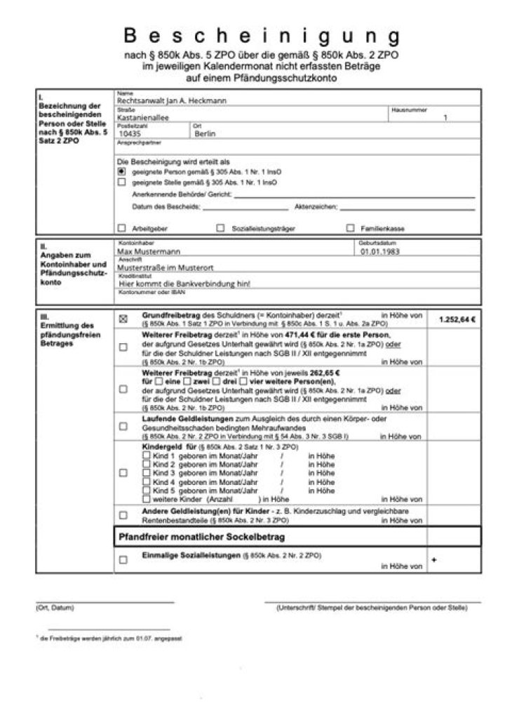 Wer kann eine Bescheinigung nach 850k Abs 5 ZPO?
