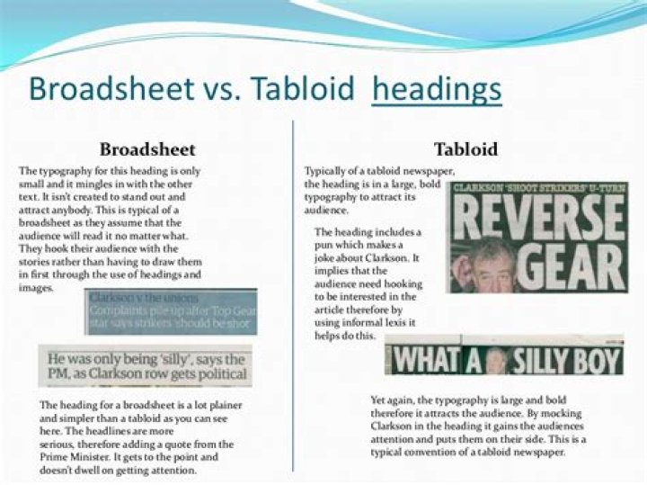 What's the difference between broadsheet newspapers and tabloids?