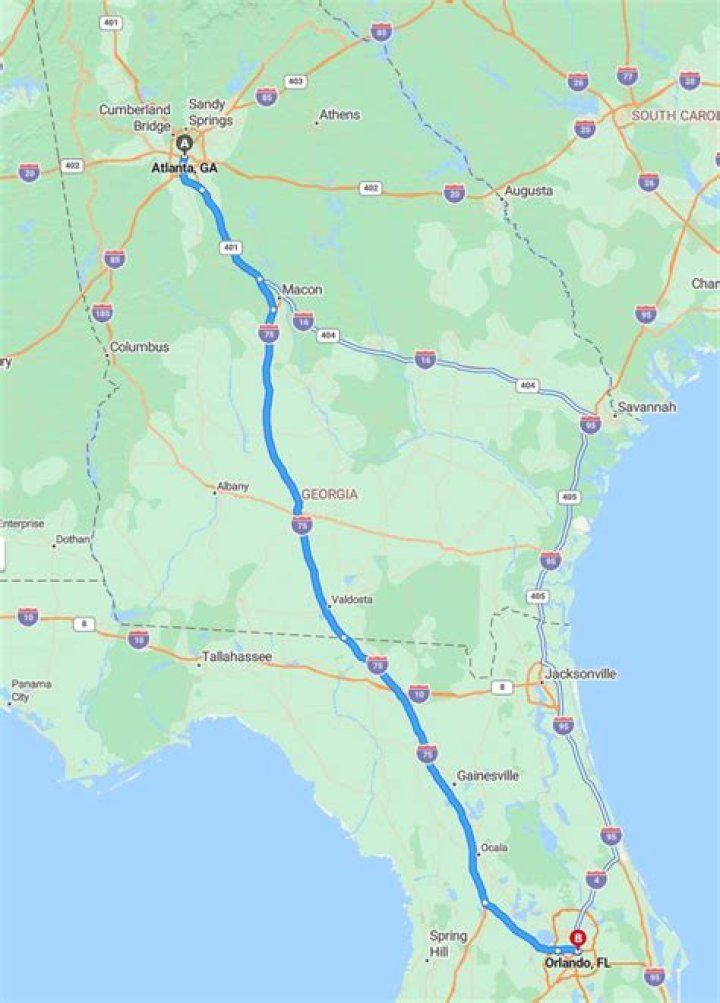 What's the mileage from Orlando Florida to Atlanta Georgia?