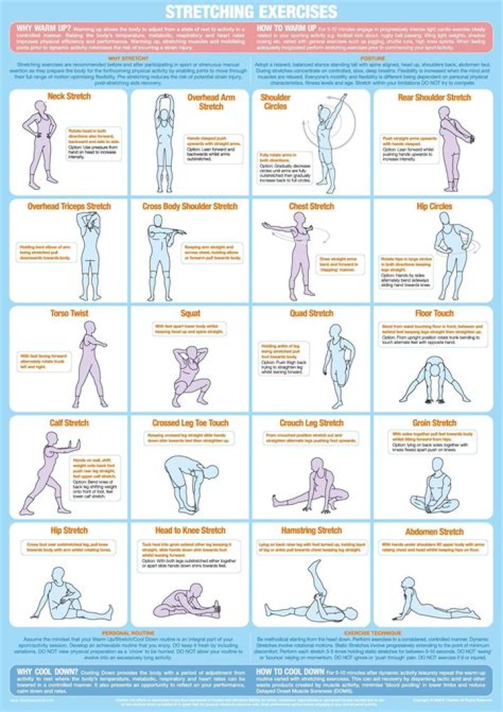 What are 3 warm up stretches?