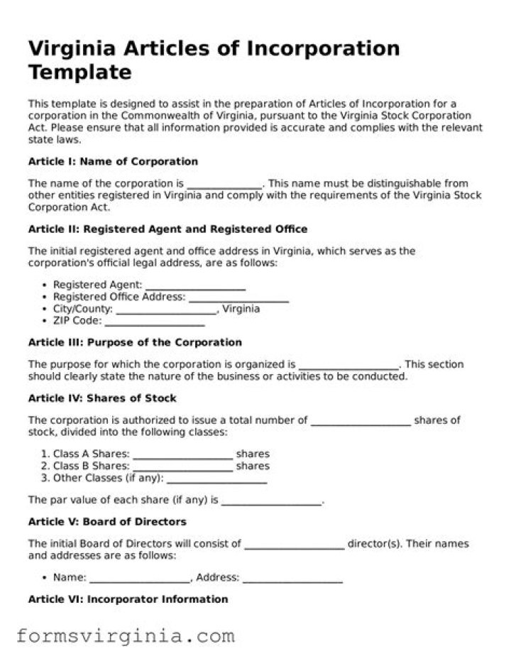 What are articles of incorporation Virginia?