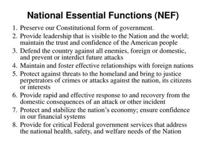 What are national essential functions?