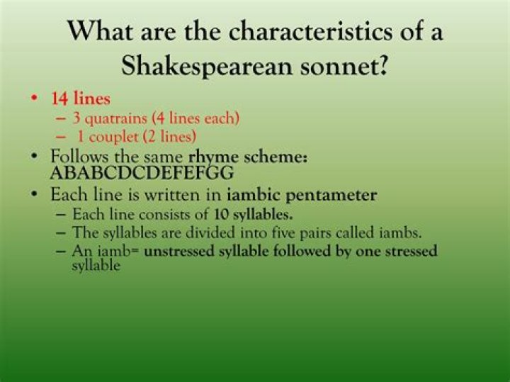 What are the characteristics of a Shakespearean sonnet?