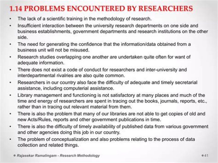 What are the common problems encountered in research?