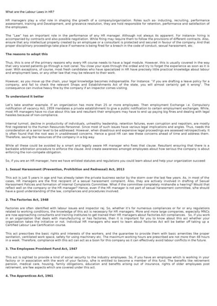 What are the Labour laws in HR?