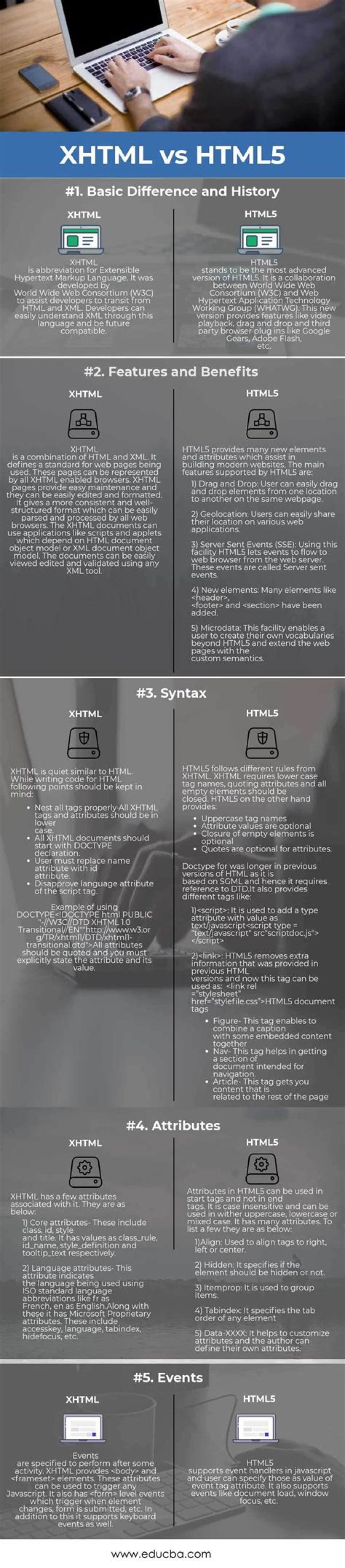 What are the main differences between HTML5 and xhtml?