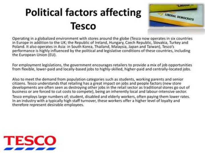 What are the political factors affecting Tesco?