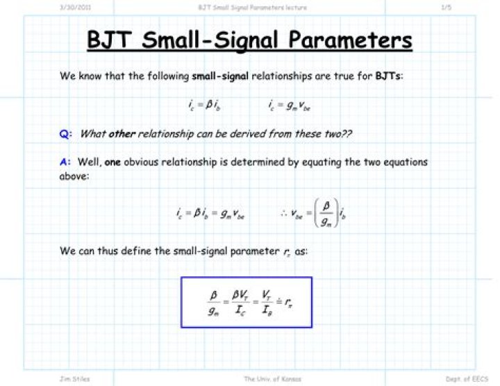 What are the small signal parameters?
