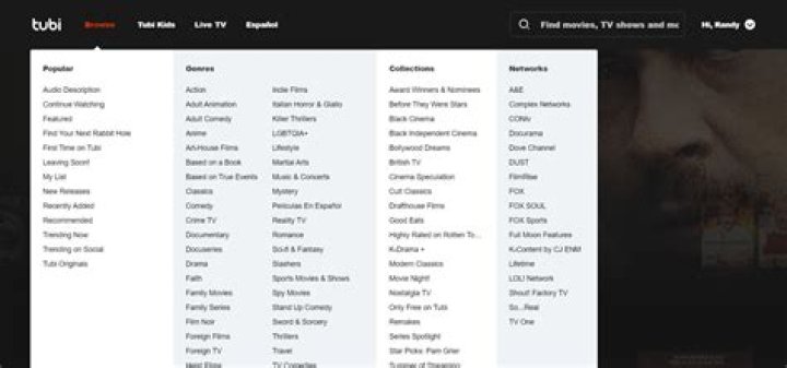 What channels does Tubi have?