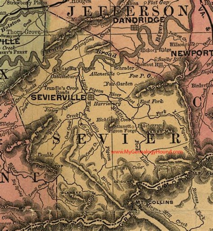 What cities are in Sevier County Tennessee?