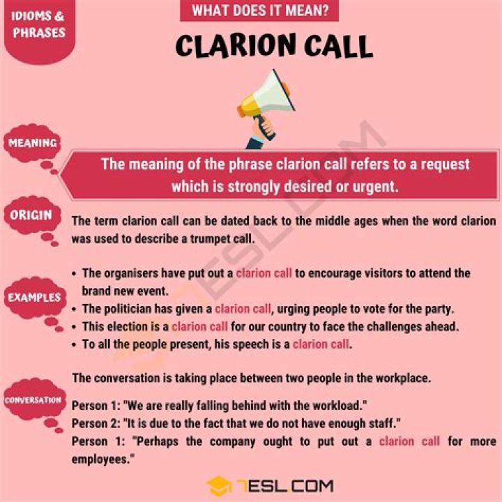 What clarion call means?