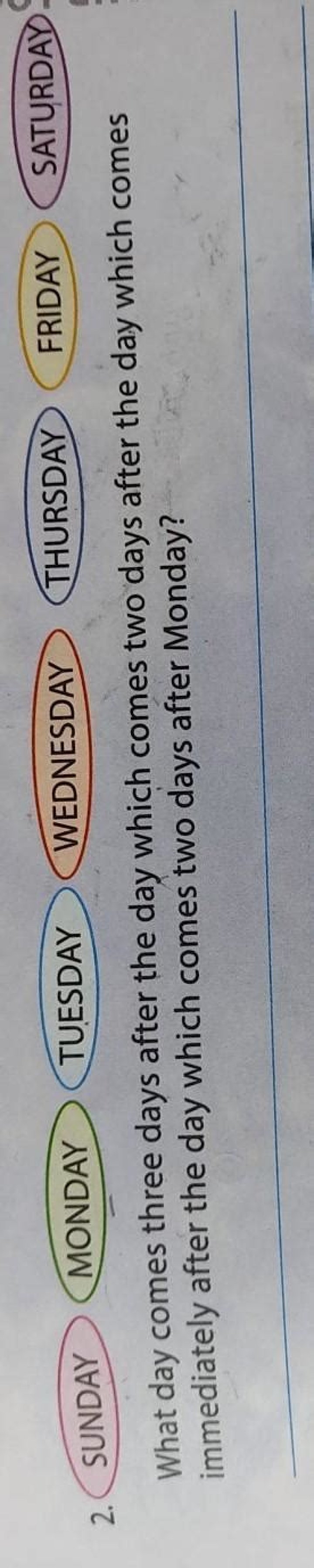 What day comes two days after the day which comes three days after the day which comes immediately after the day which comes three days after Wednesday?