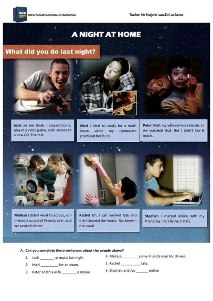 What did you do last night answer?