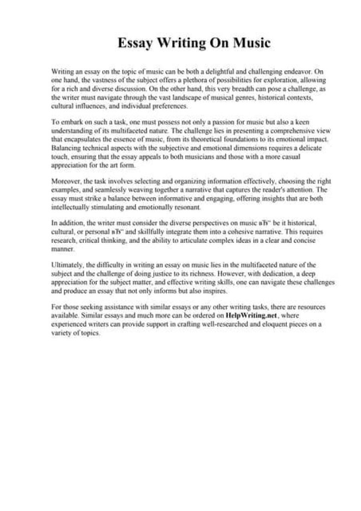 What do I write about in an essay about music?
