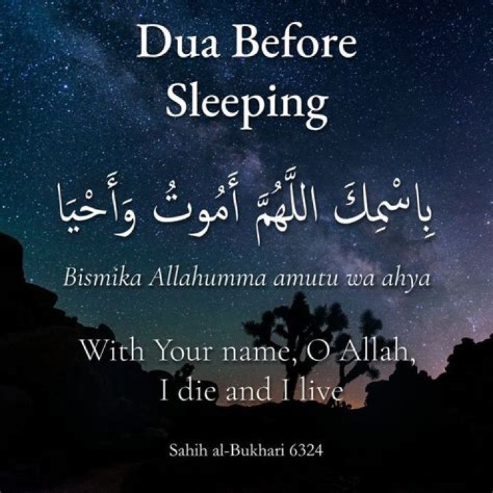 What do Muslims say when going to sleep?