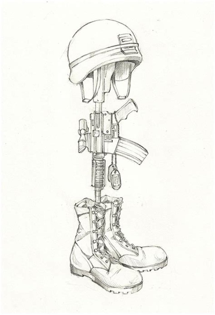 What do the empty boots rifles and helmets symbolize?