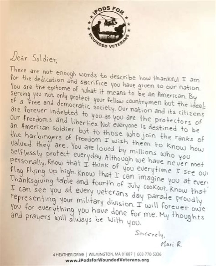 What do you write to a soldier?