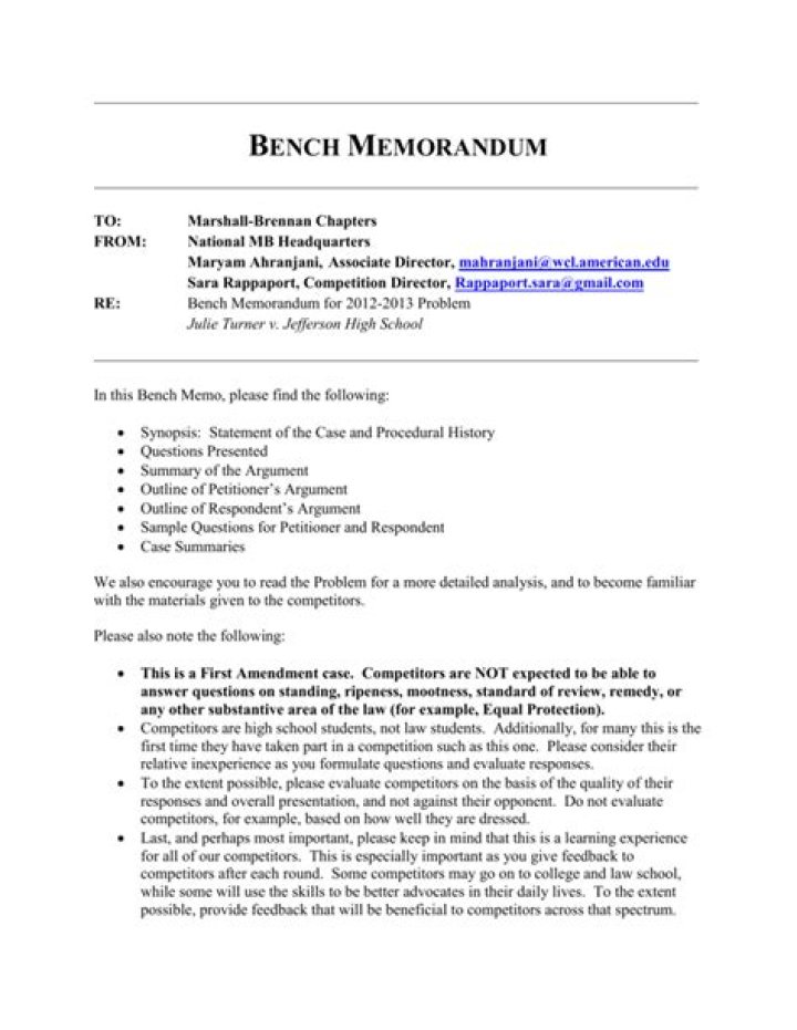 What does a bench memo look like?