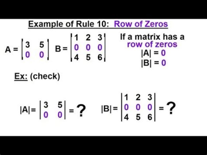 What does a row of zeros mean in a matrix?