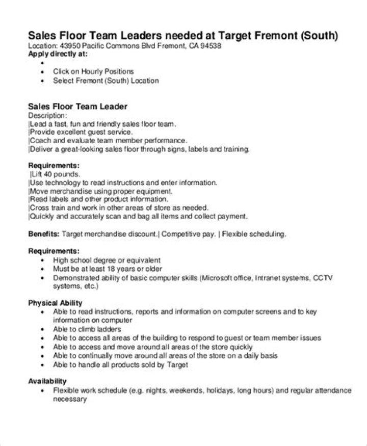 What does a sales floor team member do at Target?