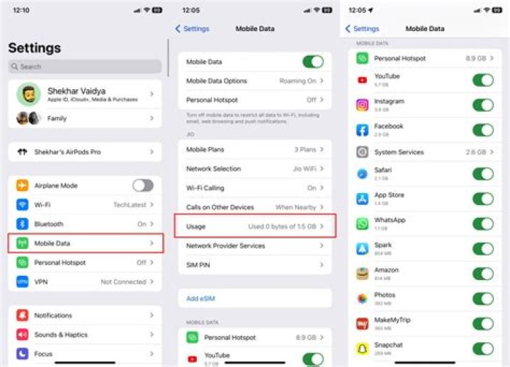 What does mobile data mean in iPhone settings?