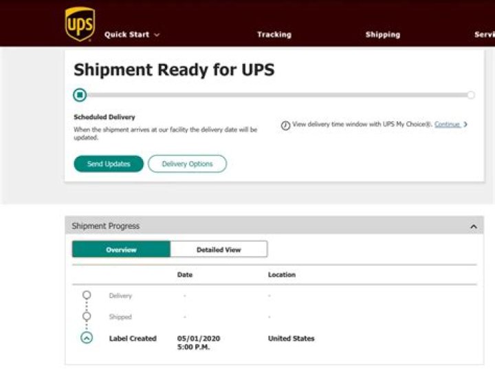 What does shipment for UPS mean?