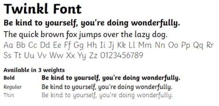 What font does Twinkl use?