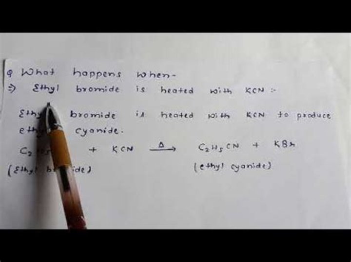 What happens when ethyl bromide reacts with KCN?
