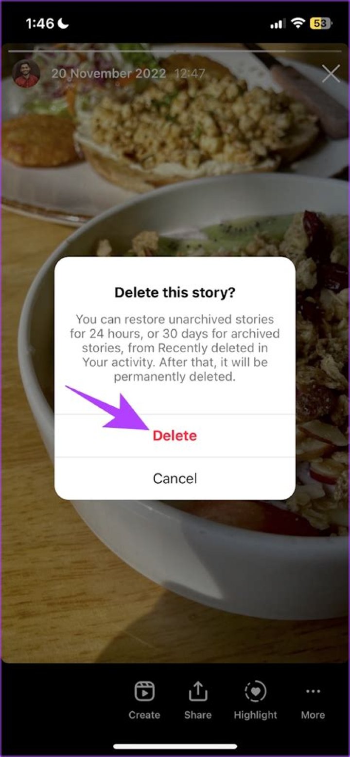What happens when you delete a story on Instagram?