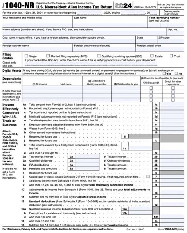 What is a 1040-NR form?