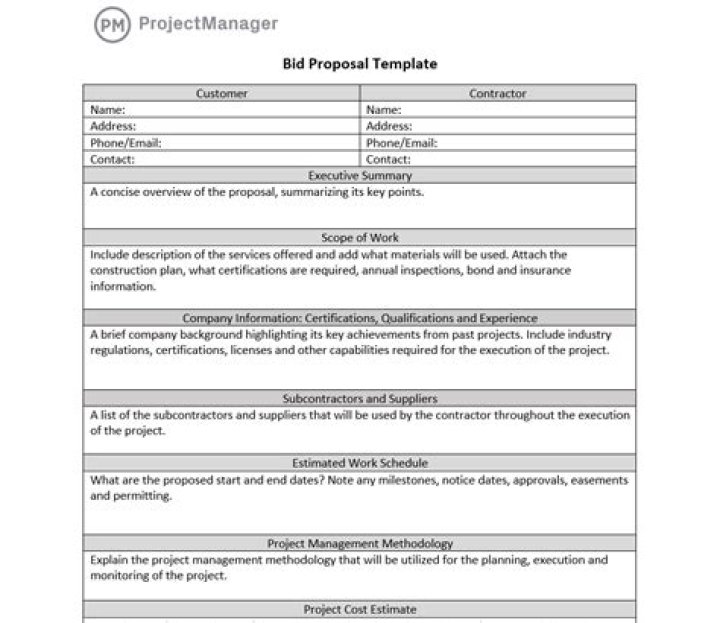 What is a bid for a project?