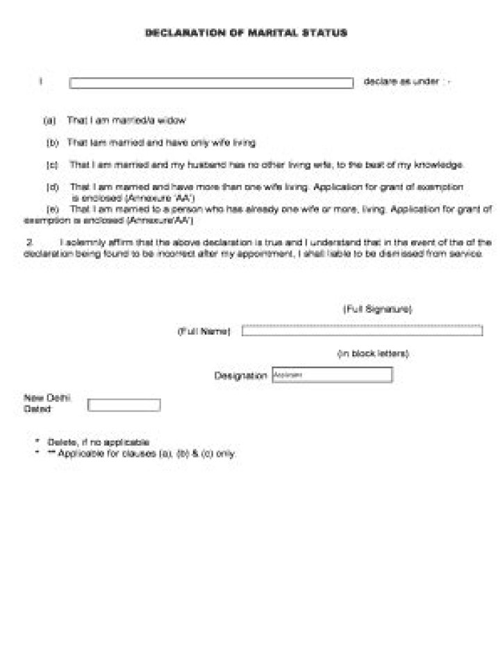 What is a declaration of marital status?