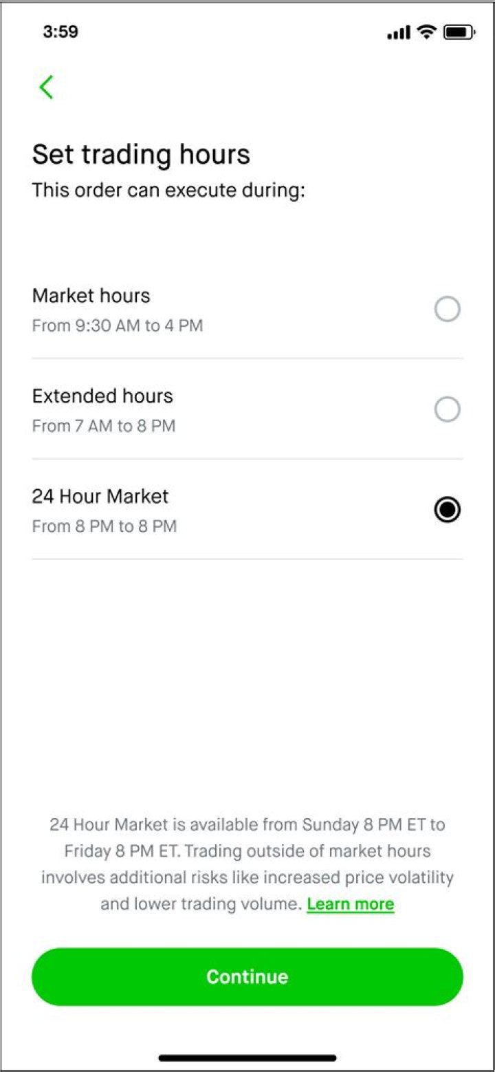 What is a good for day market order RobinHood?