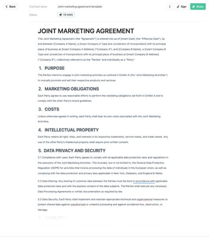 What is a joint marketing agreement?