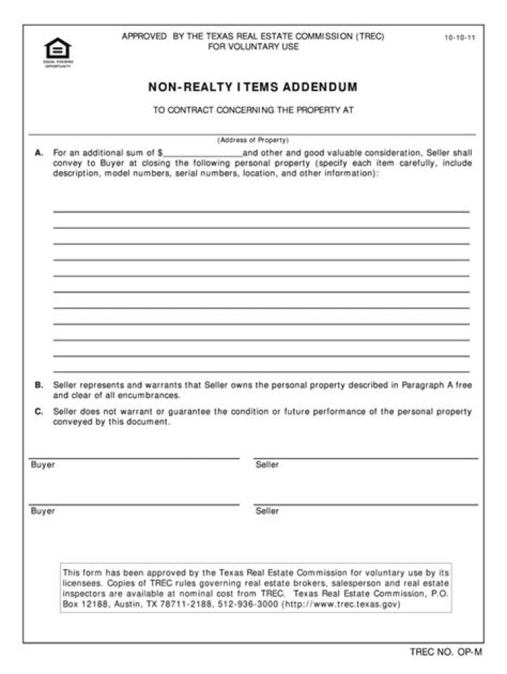What is a non Realty addendum?