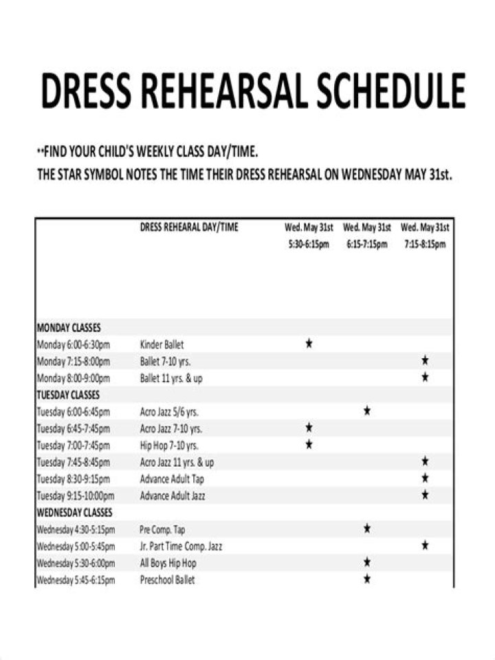 What is a rehearsal schedule?