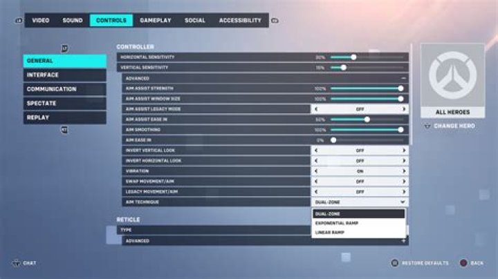 What is AIM ease in overwatch console?