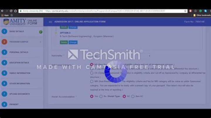 What is amity application form?