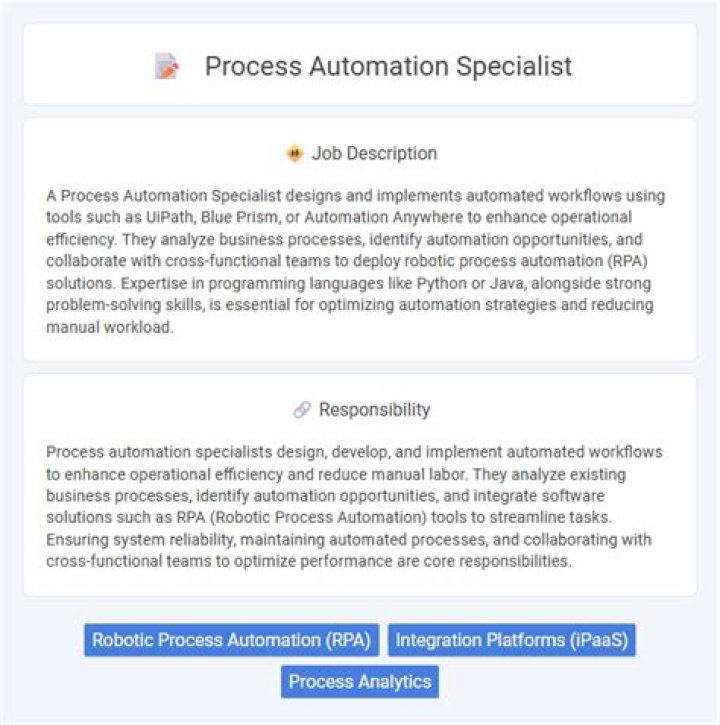 What is an automation specialist?