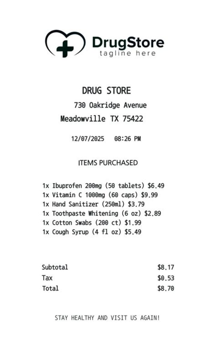 What is an official pharmacy receipt?