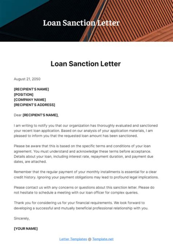What is bank sanction letter?