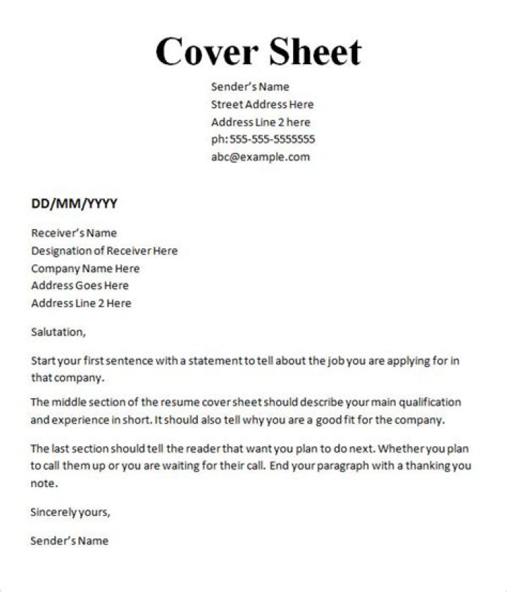 What is cover sheet?