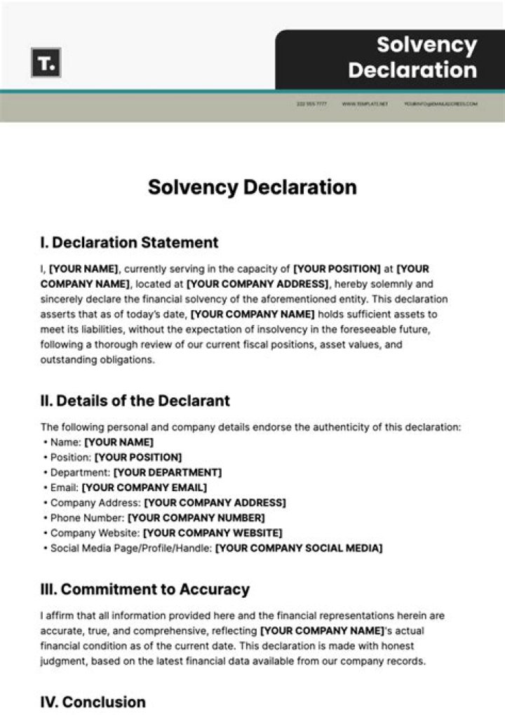 What is declaration of solvency?